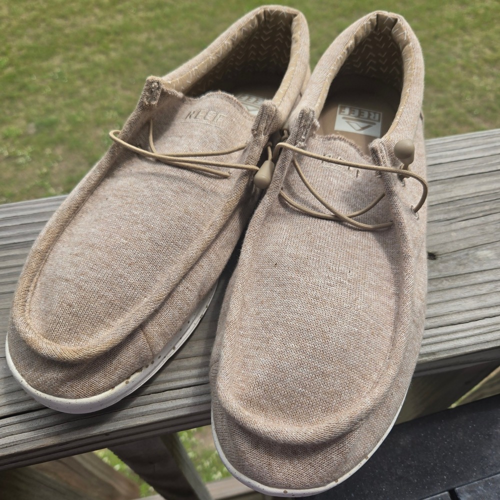 Loafers Mens Shoes Sz 13 Reef Cushion Coast Tan Khaki Slip On Summer Vacation